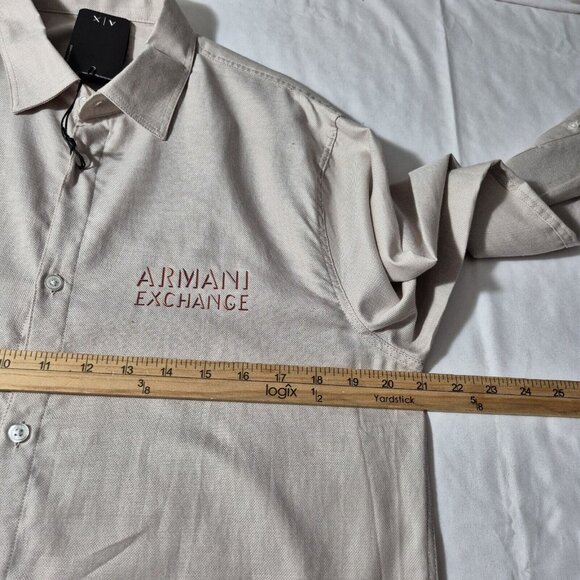 Armani Exchange Men’ Shirt Size L  Printed Button Up Long Sleeve  Beige (01) - Picture 3 of 10